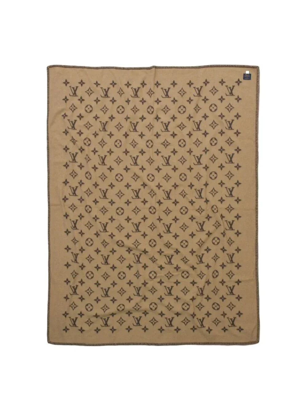 Louis Vuitton Plaid Neo Monogram Blanket Wool Cashmere Brown Beige